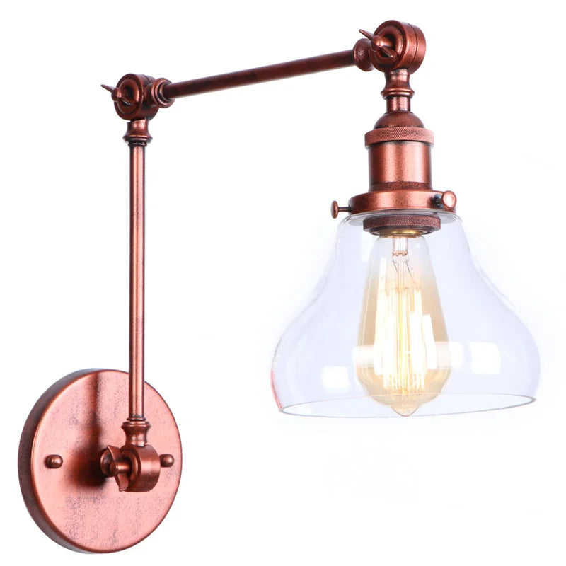 Afralia™ Vintage Loft LED Wall Light: Retro Industrial Glass Lamp for Living Room