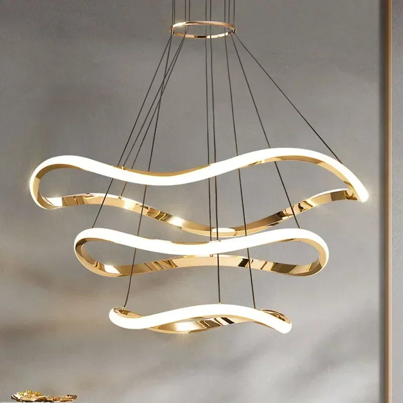 Afralia™ Modern LED Pendant Chandelier - Luxury Gold Hanging Lamp