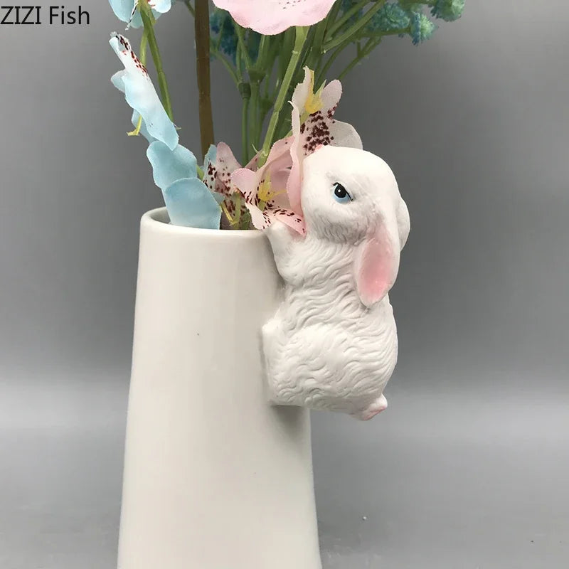 Afralia™ Lovely Rabbit Ceramic Vase Pot for Floral Arrangement, Table Decor & Aesthetic Room Appeal