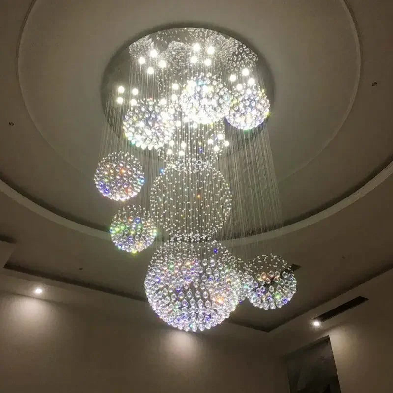 Afralia™ Modern Crystal Ball LED Ceiling Chandelier Pendant Lights Luxury Hanging Lamp