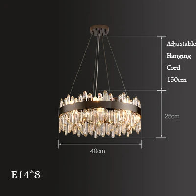 Afralia™ Modern Gold/Black Crystal Chandelier, Adjustable Dining Room Ceiling Fixture