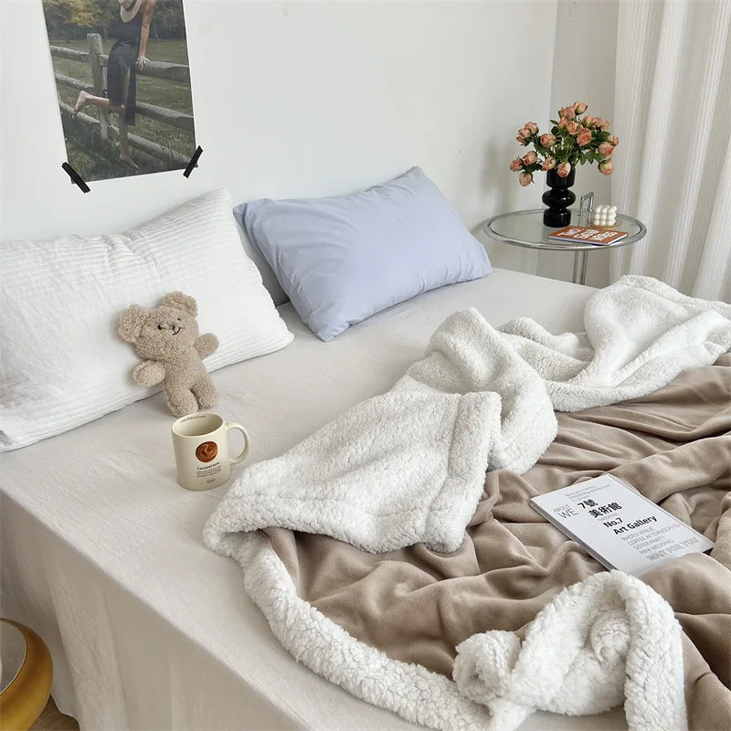 Afralia™ Cozy Lamb Wool Blanket: High-Quality Warm Velvet Quilt for All Seasons.