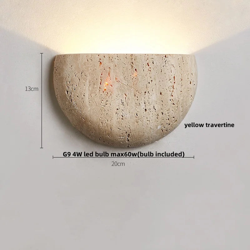 Afralia™ Double LED Wall Lamp Sconce Yellow Cave Stone Iron Canopy Mirror Light