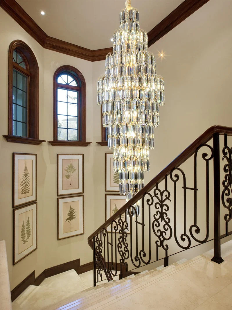 Afralia™ Crystal Spiral Pendant Light Chandelier Loft Luxury Staircase Elegant Upscale