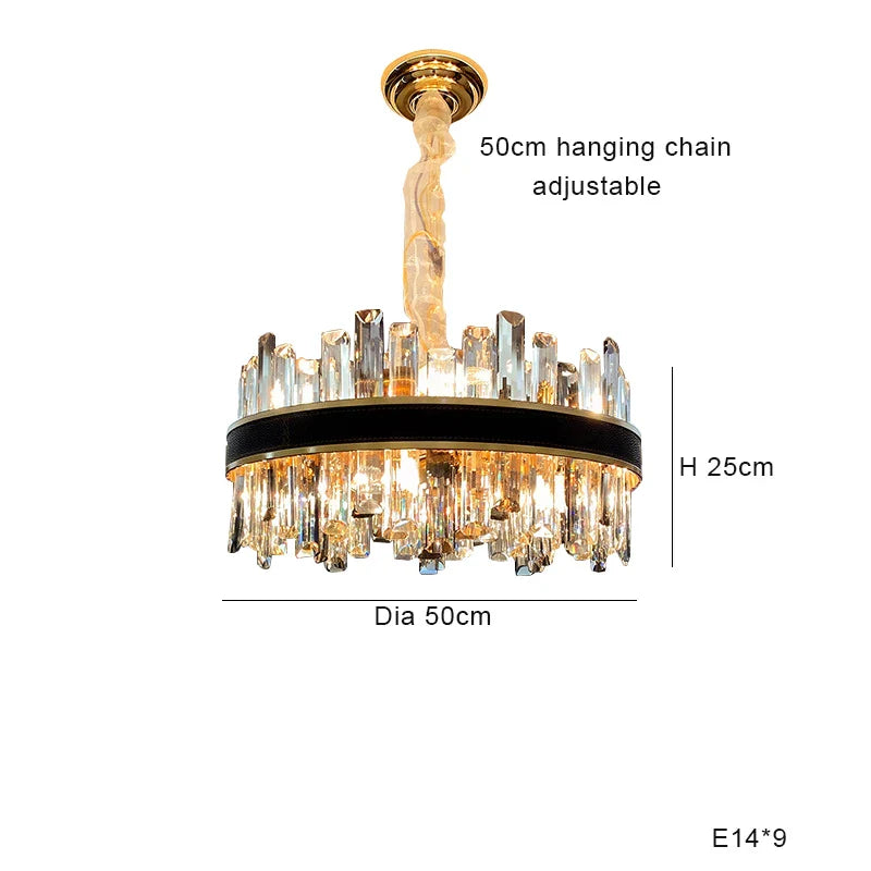 Afralia™ Smoky Grey Crystal Chandelier LED Pendant Light for Luxurious Living Room