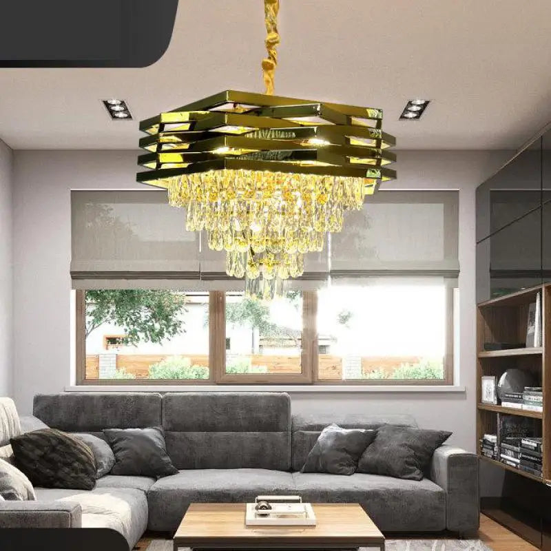 Afralia™ Stainless Steel Crystal Chandelier for Modern Living and Dining Spaces