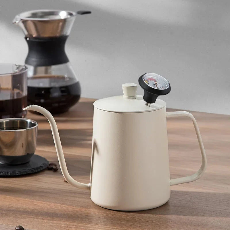 Afralia™ Glass Coffee Maker Pot Barista Kettle Stainless Steel Strainer Pitcher