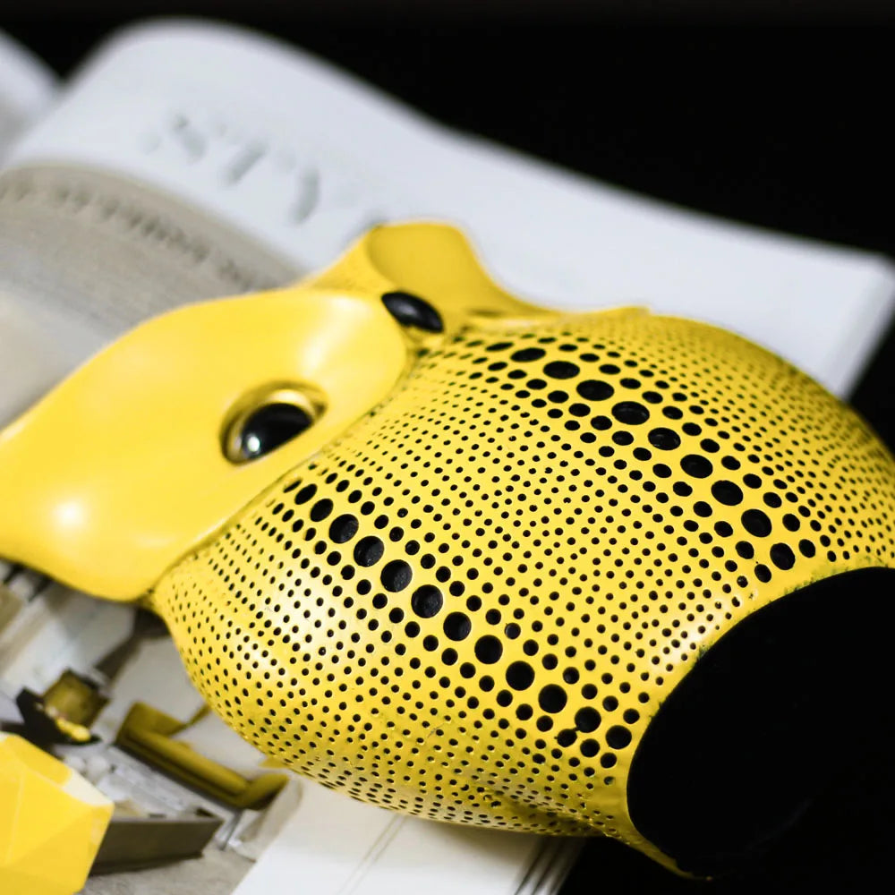 Afralia™ Yellow Owl Resin Figurine Home Decor, Blue Miniatures Cabinet Ornament