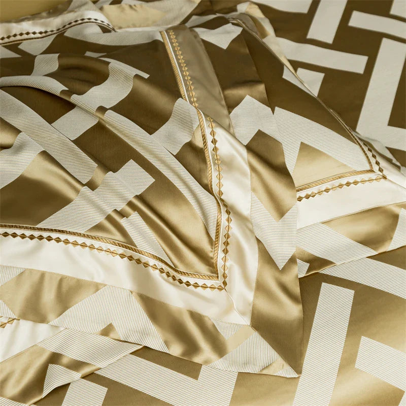 Afralia™ American Jacquard Brocade & Egyptian Cotton Embroidered Bedding Set with Pillowcase