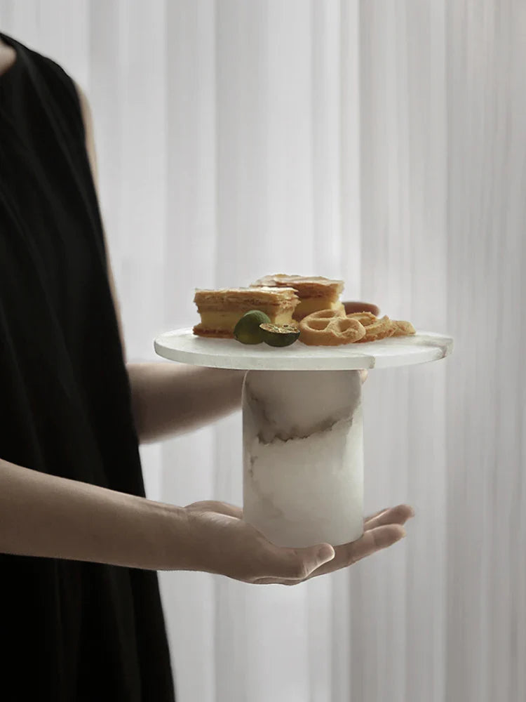 Afralia™ White Onyx Marble Cake Stand for Events and Home Decor