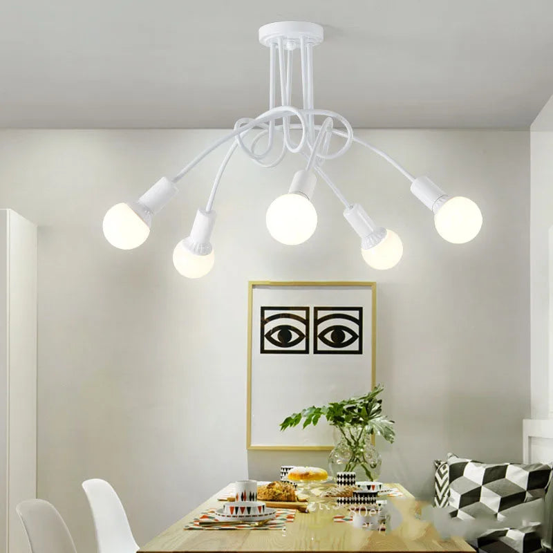 Afralia™ Wrought Iron LED Chandelier Living Room Light Fixture