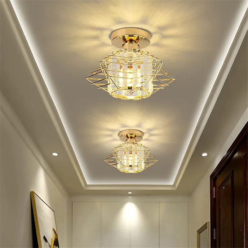 Afralia™ Crystal Pentastar Ceiling Chandelier - Modern Indoor Lighting for Home Décor