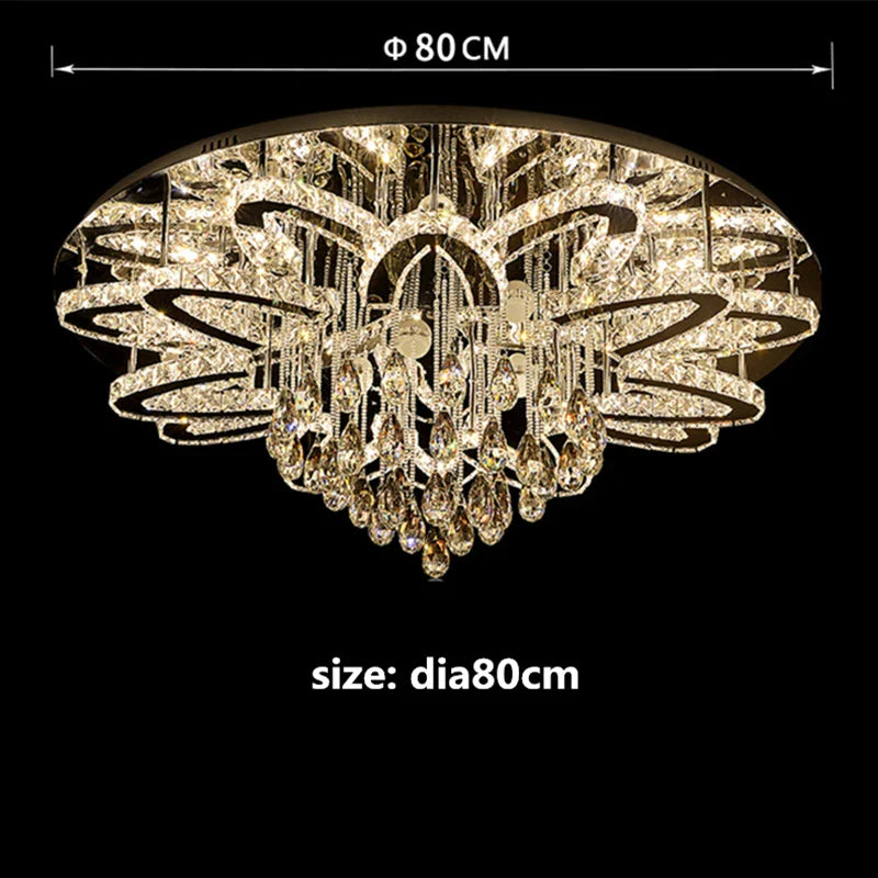 Afralia™ Dimmable LED Crystal Chandelier Chrome Ceiling Light Fixture