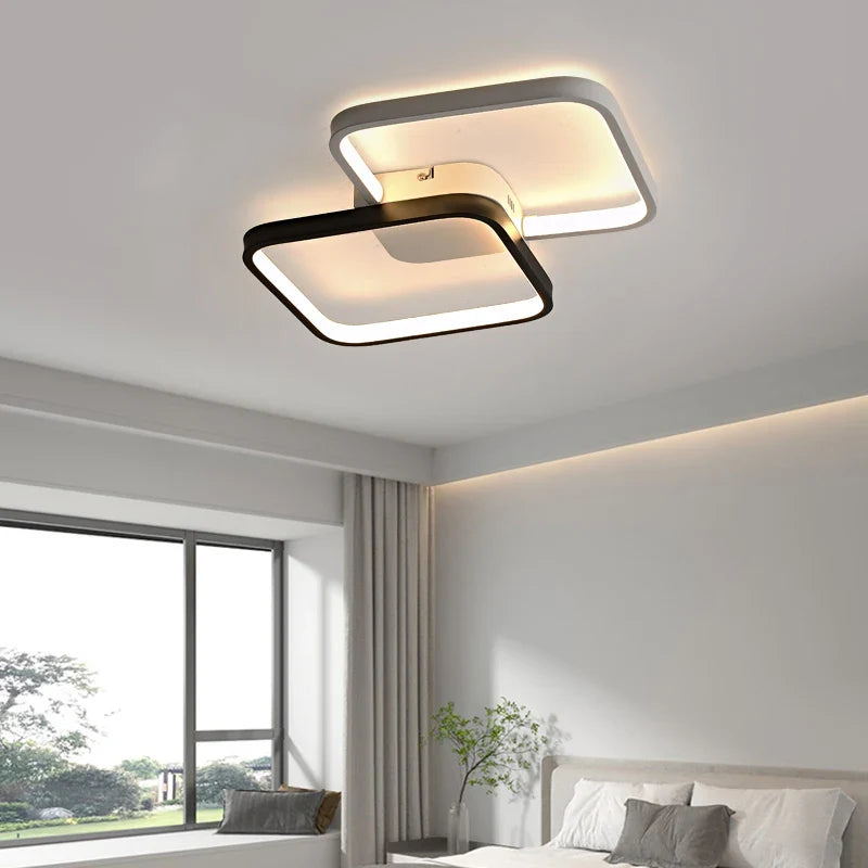 Afralia™ LED Rectangular Chandelier Art Ceiling Light for Living Room Bedroom