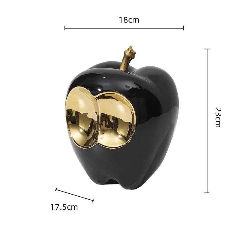 Afralia™ Golden Apple Sculpture: Abstract Ceramic Handicraft Simulated Fruit Figurine Home Decor.