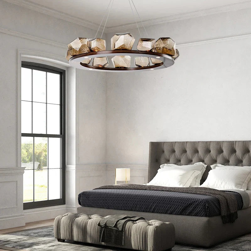 Afralia™ Rock Glass Chandeliers: Modern Indoor Pendant Lamps for Living Room, Bedroom & Restaurant