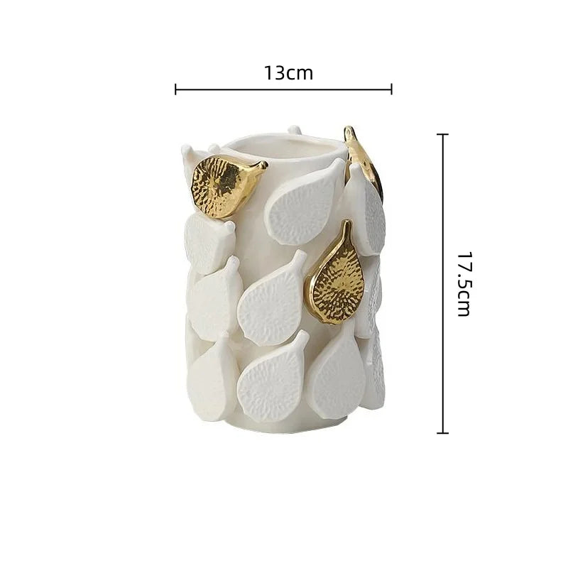 Afralia™ Lemon Carambola Ceramic Vase Gold-Plated Fruit Shape Creative Home Decor