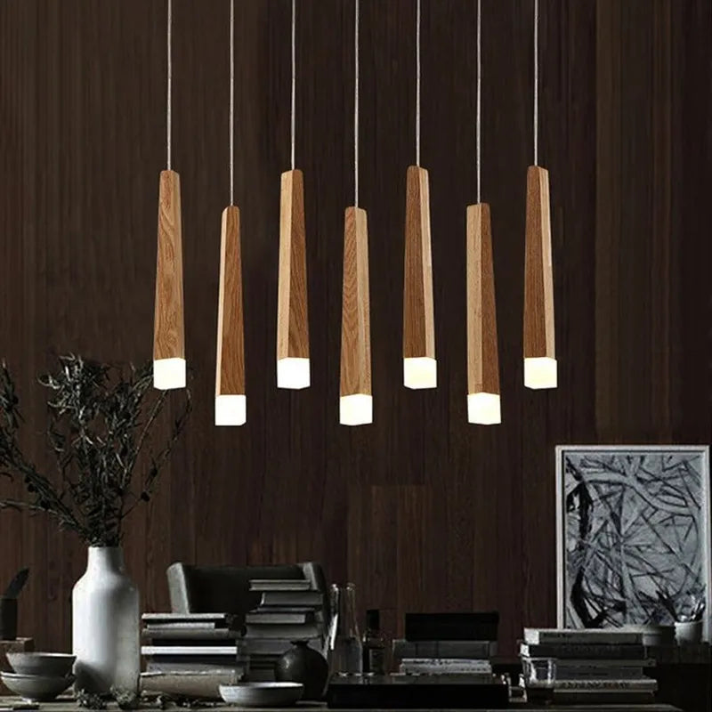 Afralia™ Wooden Stick Pendant Light: Modern Nordic Design for Kitchen, Living Room & Dining Room