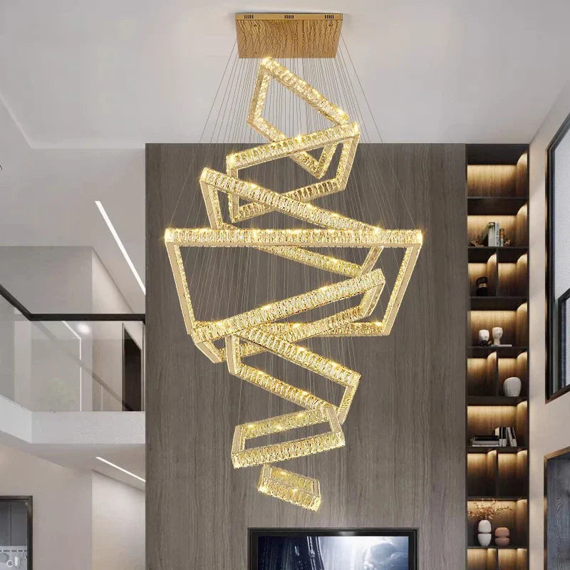 Afralia™ Crystal Chandelier Stair Pendant Lamp Living Room Pendant Lights Interior Lighting