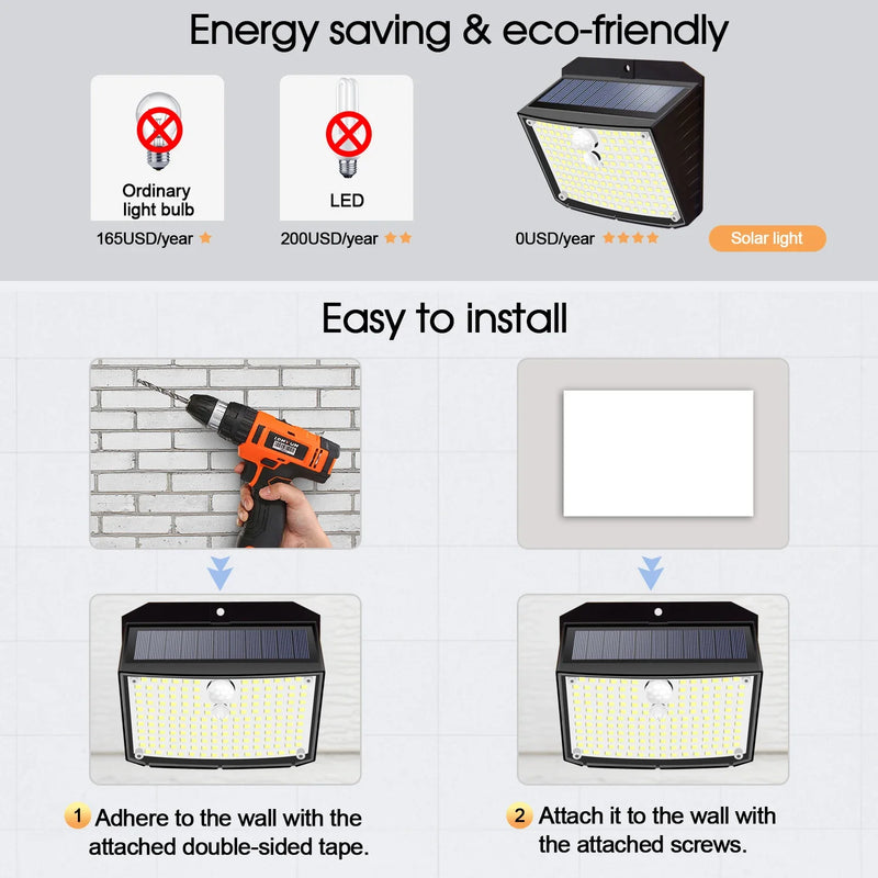 Afralia™ Solar Wall Lights: Motion Sensor 3 Modes Outdoor Security Lamp