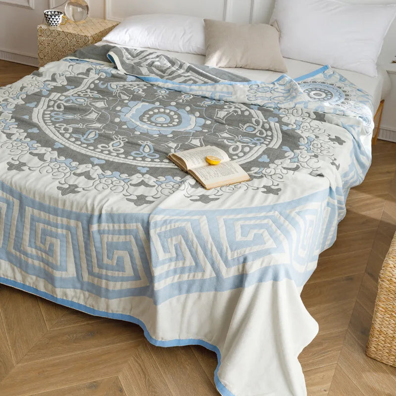 Afralia™ Cotton Gauze Summer Blanket, Soft Breathable Single Double Bed Nap Blanket