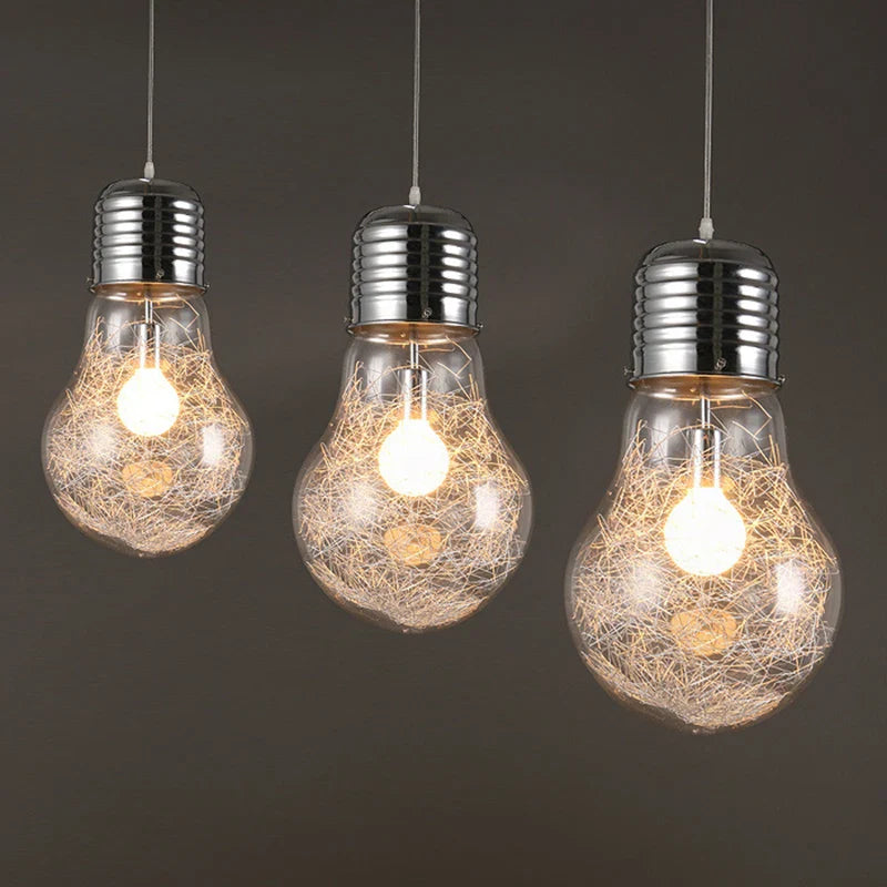 Afralia™ Big Bulb LED Pendant Lights Glass Hanglamp Fixture for Home Décor