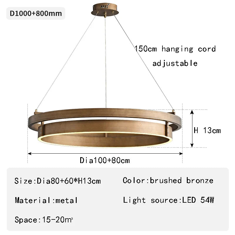 Afralia™ Nordic Bronze Chandelier: Modern LED Hanging Light for Dining and Living Room