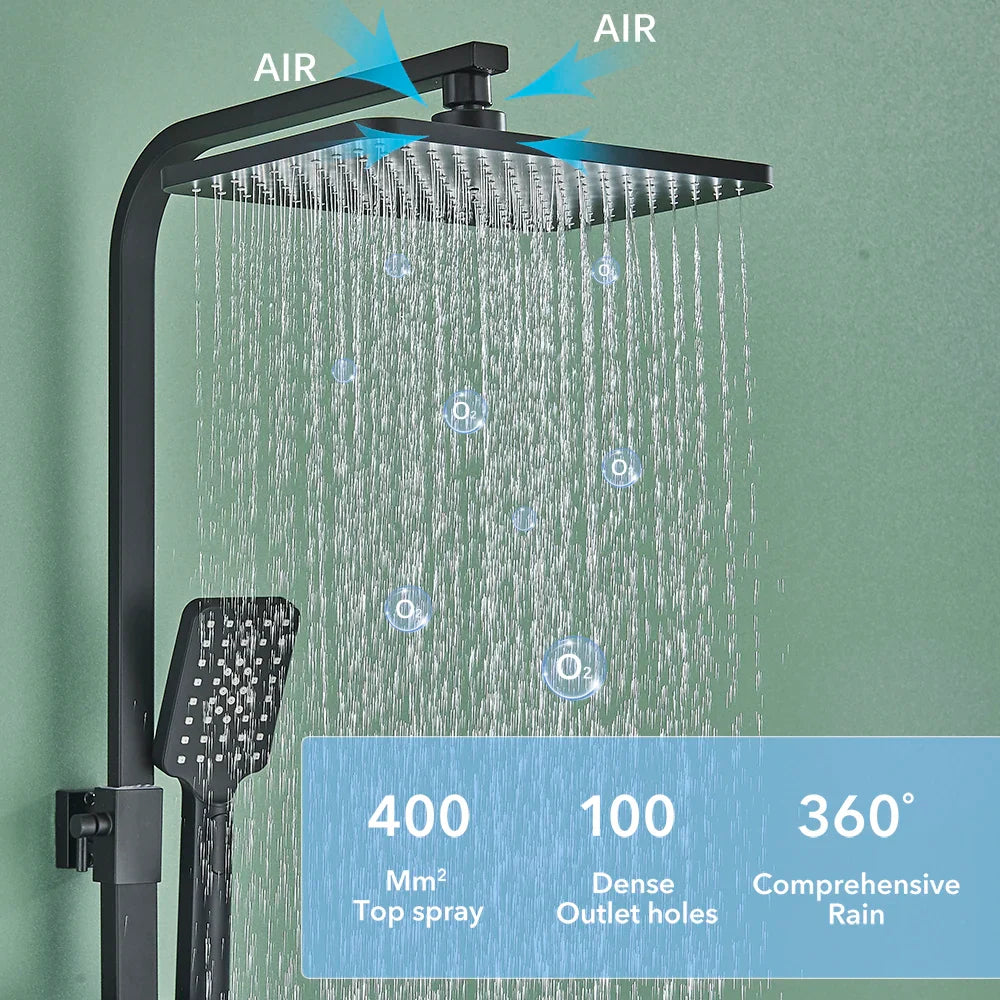 Afralia™ Thermostatic LCD Shower Faucet Set with 4 Way Rainfall System and Bidet Shelf