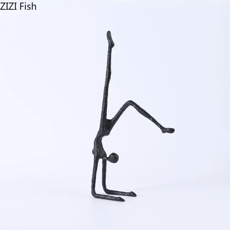 Afralia™ Yoga Gymnast Abstract Metal Sculpture Desk Decor Ornaments