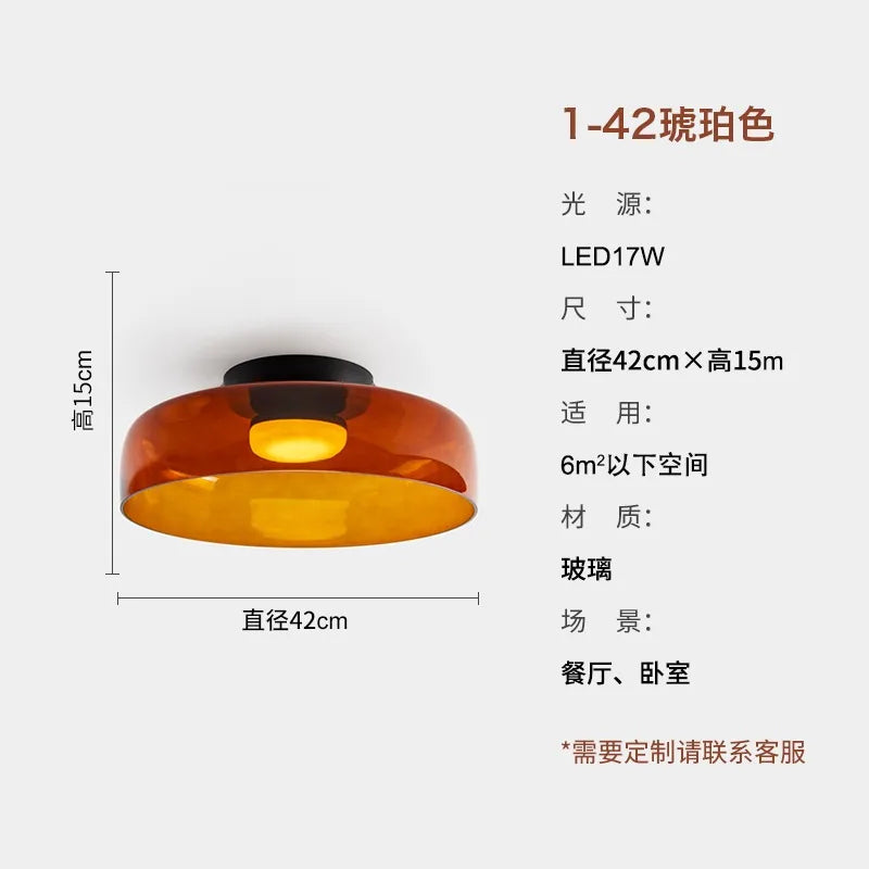 Afralia™ Glass LED Ceiling Light in Amber/Gray/Green - Modern Indoor Lighting for Various Spaces