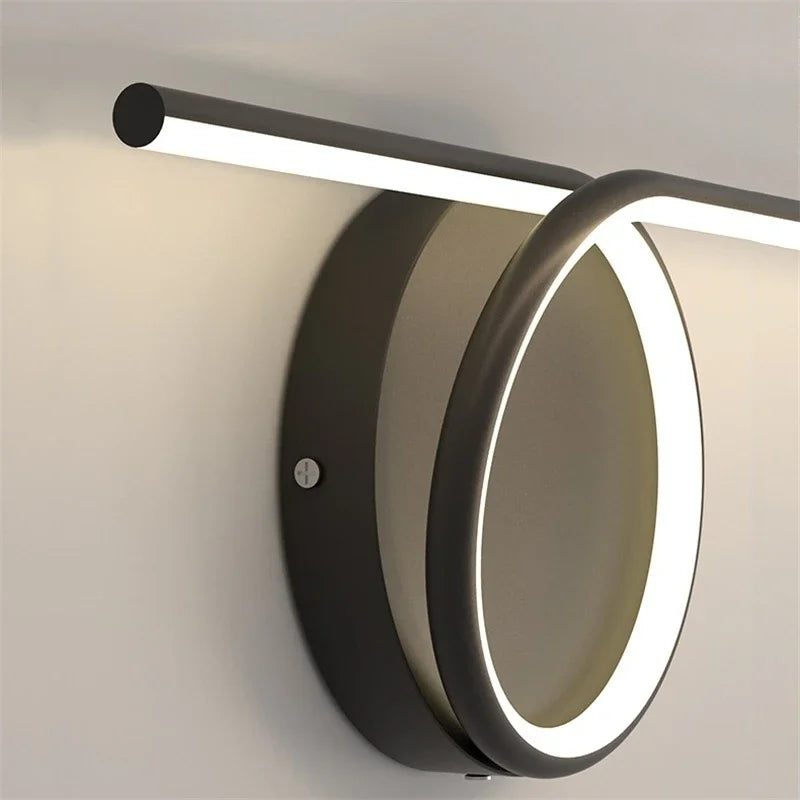 Afralia™ Circle Straight Bar Wall Lamp | Modern Nordic LED Bedroom Living Room Decor