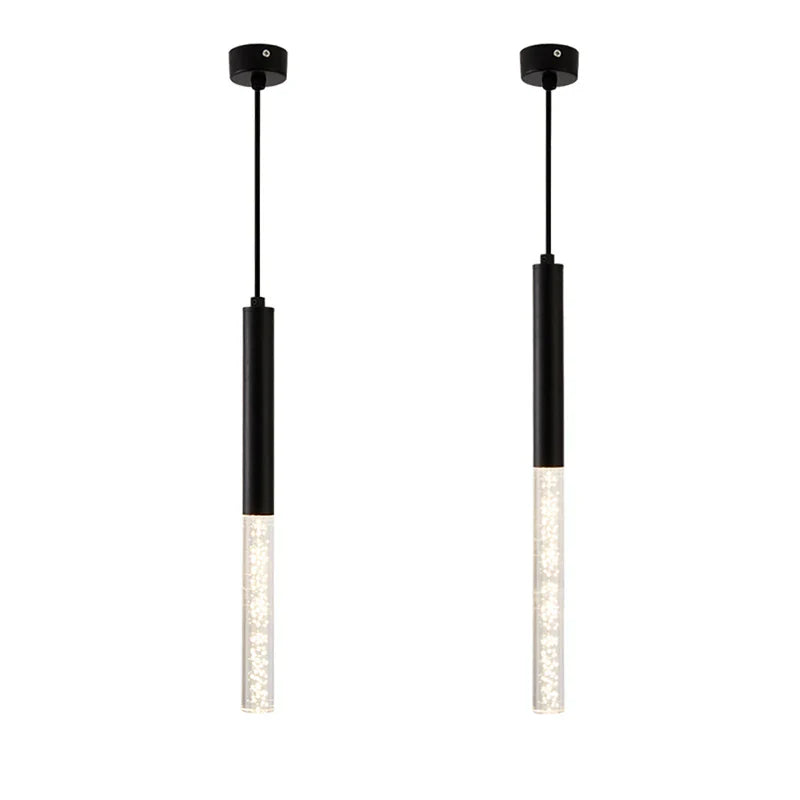 Afralia™ Black Cylinder Pendant Lights for Modern Kitchen Island and Dining Table