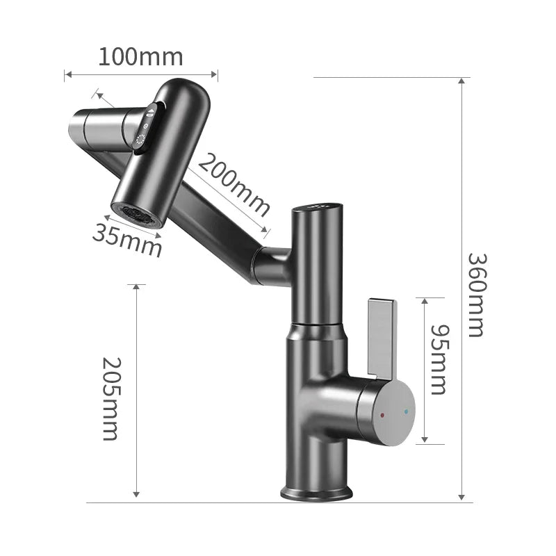 Afralia™ LED Bathroom Basin Faucet 360 Rotation Mixer Sink Tap with Multifunction Stream Sprayer
