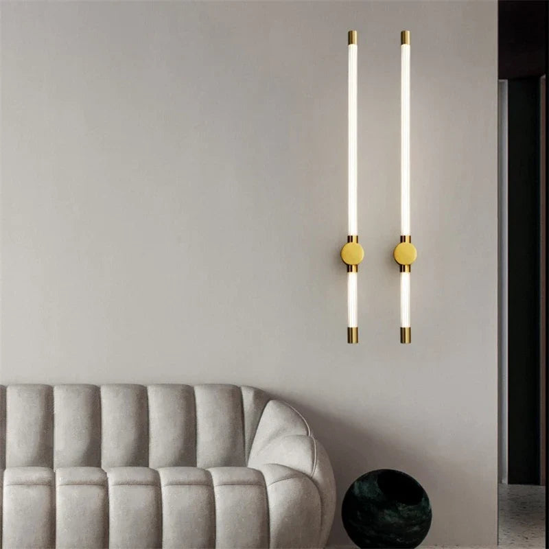 Afralia™ Gold Geometric Lines Wall Lamps for Modern Luxury Home Decor