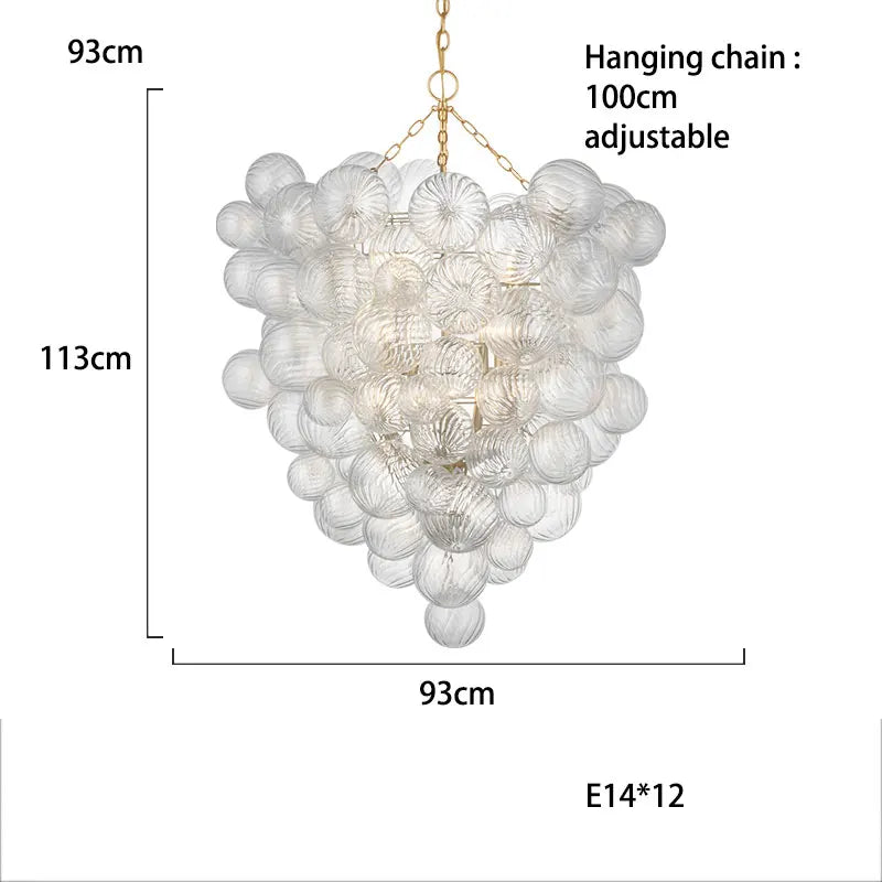 Afralia™ Glass Bubble Gold Chandelier LED Pendant Light for Dining Room