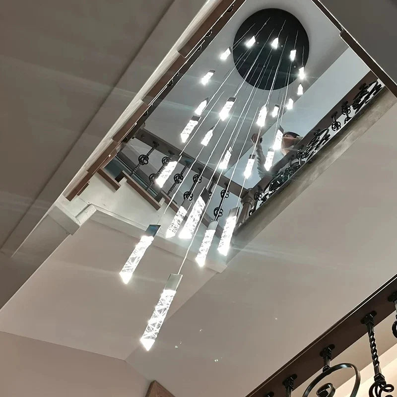 Afralia™ LED Crystal Staircase Pendant Light for Modern Nordic Home Lighting