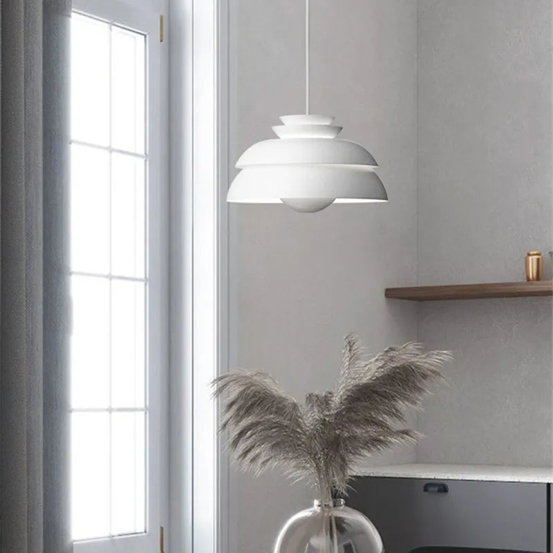 Afralia™ Nordic White Metal Pendant Light for Bedroom, Study, Living Room, Kitchen