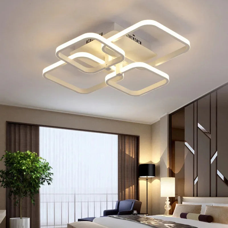 Afralia™ LED Ceiling Light 4 Rings 78W Square for Living Room Bedroom Bar