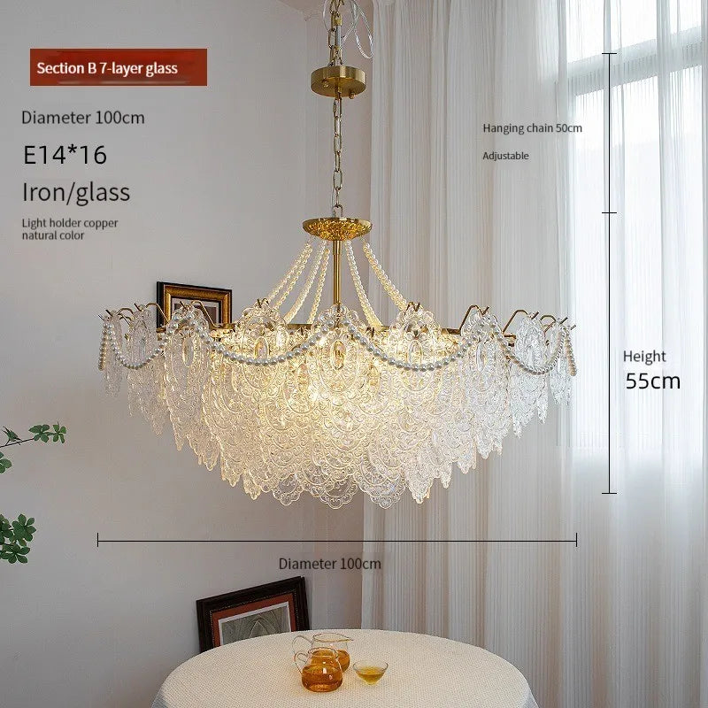Afralia™ Metal Art Glass Chandelier Pendant Light for Modern Living Room Kitchen Decoration