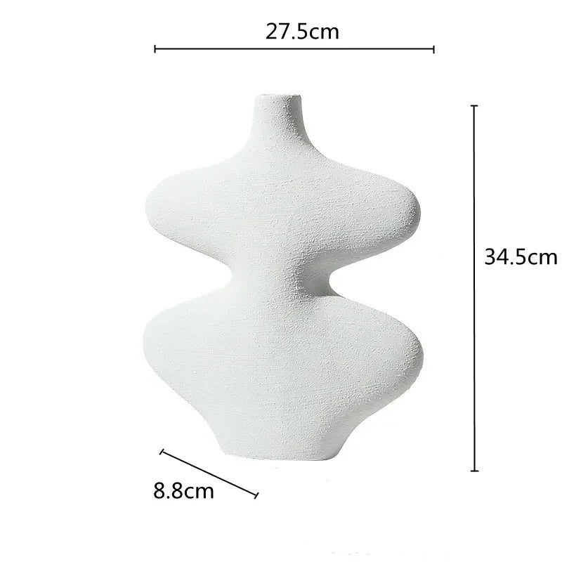 Afralia™ Geometric Ceramic Vase Set Black White Crafts Home Decor Flower Arrangement