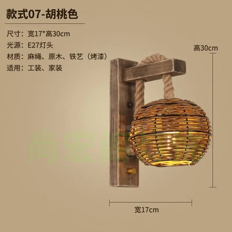 Afralia™ Bamboo Wicker Wall Lamp E27 Chandeliers Hand-Woven Room Decor Light Fixtures