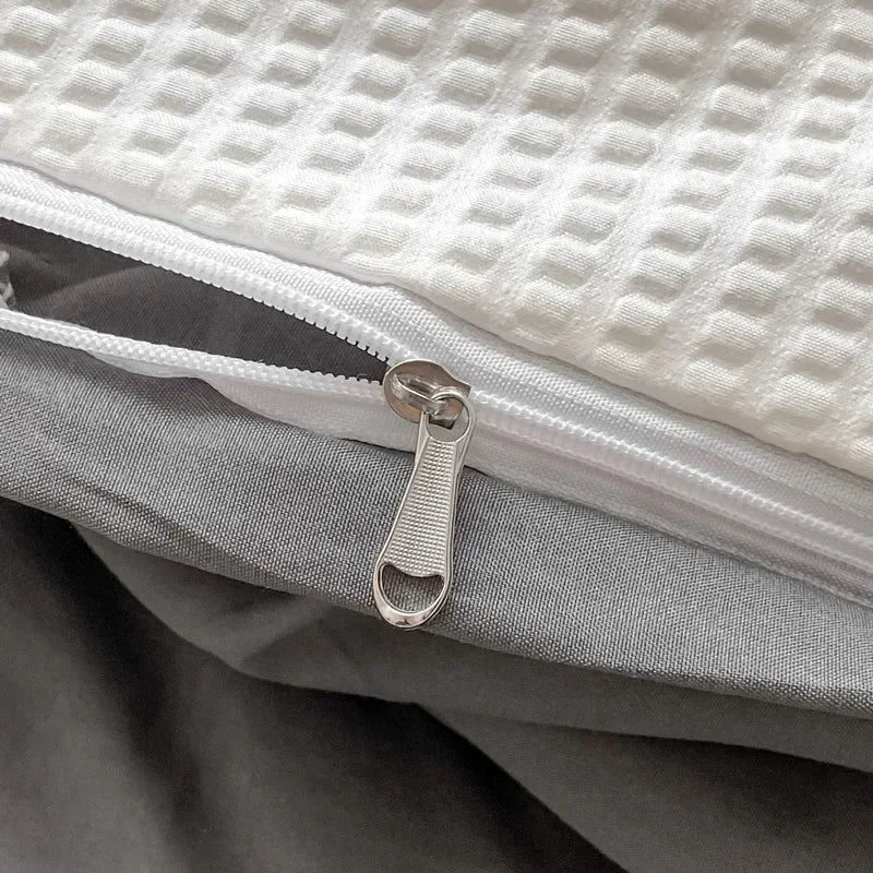 Afralia™ Simple Waffle Bedding Set Single Double Size AB Double-sided Duvet Cover