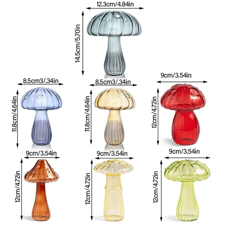 Mushroom Shaped Glass Vase - Modern Table Decoration for Home