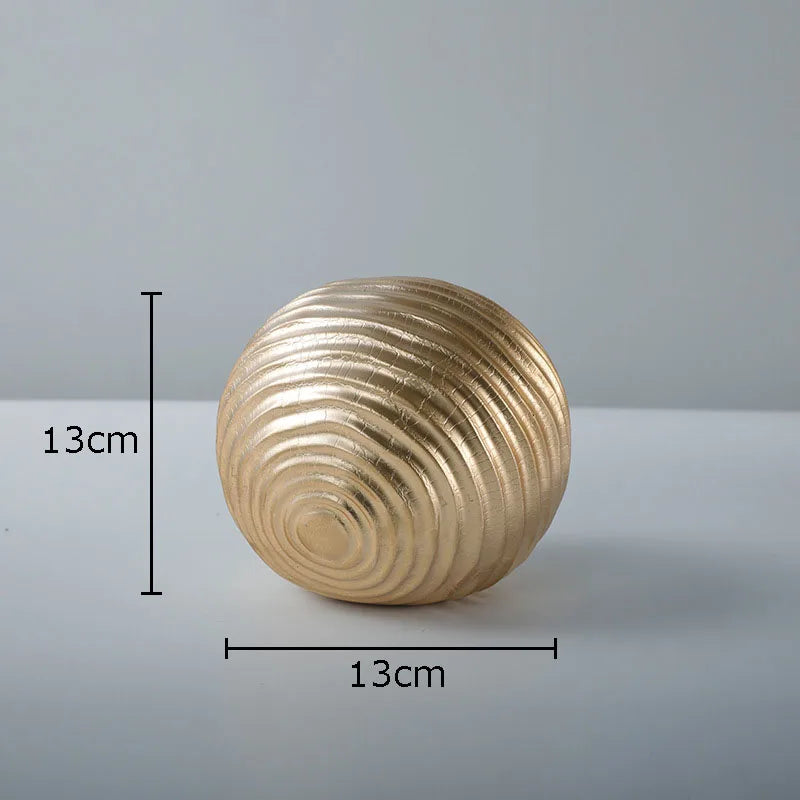 Afralia™ Golden Wave Ball Desk Ornament, Abstract Art Sculpture for Room Aesthetics