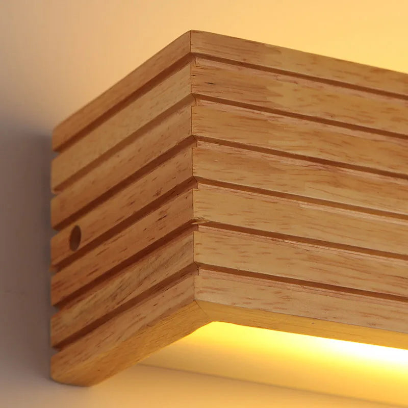 Afralia™ Nordic Wood LED Wall Light for Staircase, Aisle, Bedroom, Bathroom & Makeup Mirror