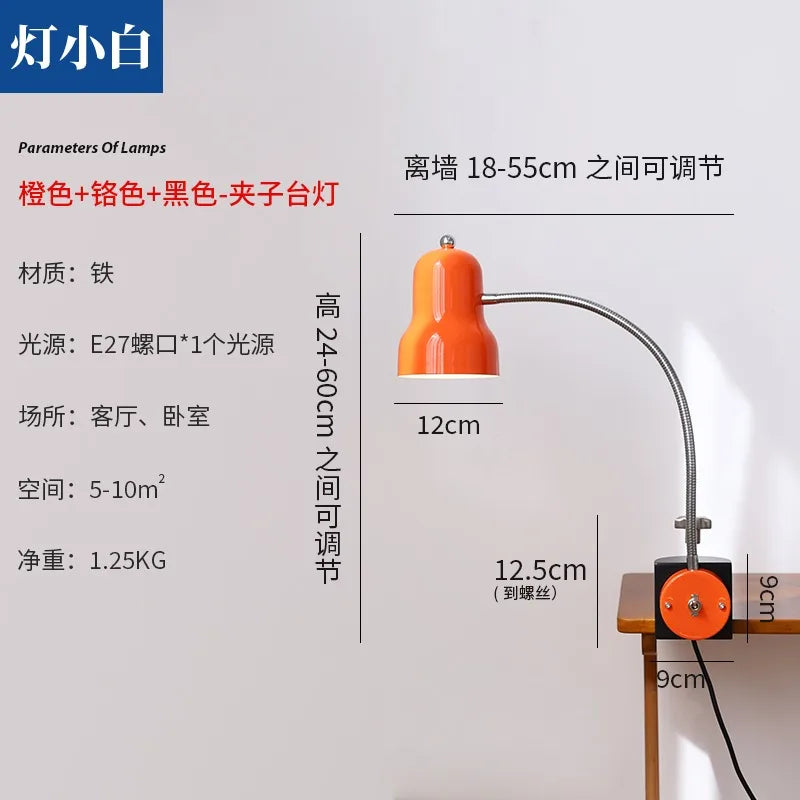 Afralia™ Adjustable LED Desk Lamp Red/Orange/Black E27 - Studio Bedside Reading Light
