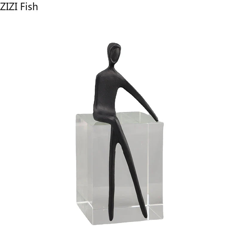 Afralia™ Abstract Character Sculpture with Crystal Base for Modern Room Decor