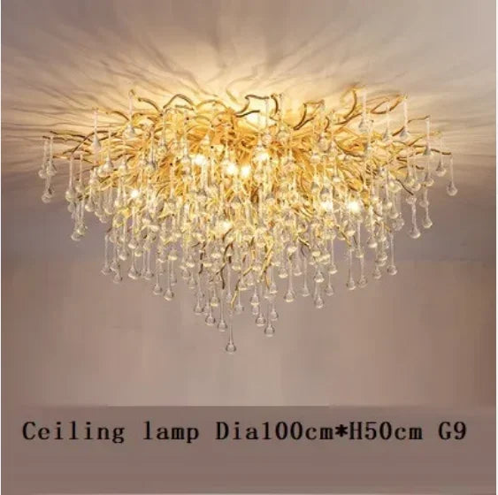 Afralia™ Modern Luxury Gold LED Crystal Chandelier for Living Room