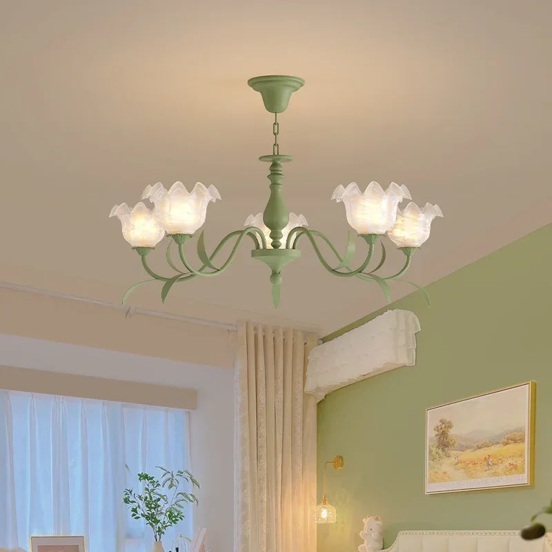Afralia™ Lily Of The Valley Glass Chandelier Light: Modern Cream Wind Lamp for Living Room & Bedroom