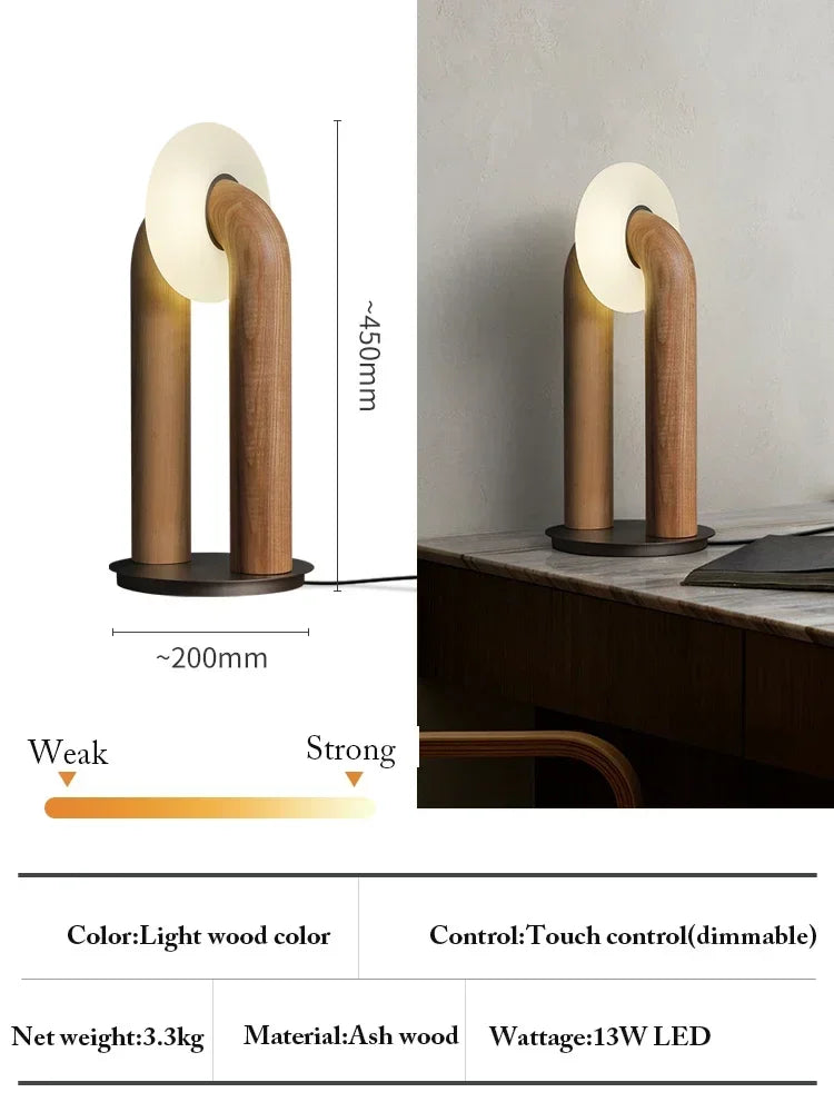Afralia™ Solid Wood Table Lamps with Touch Control - Dimmable LED Lighting for Home Décor